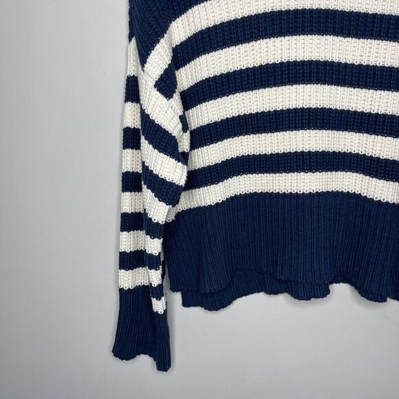 Madewell Navy and White Striped Turtleneck Sweater - Picture 7 of 16